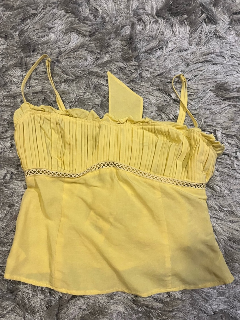 Astr Yellow Pleated Bust Spaghetti Strap Cami